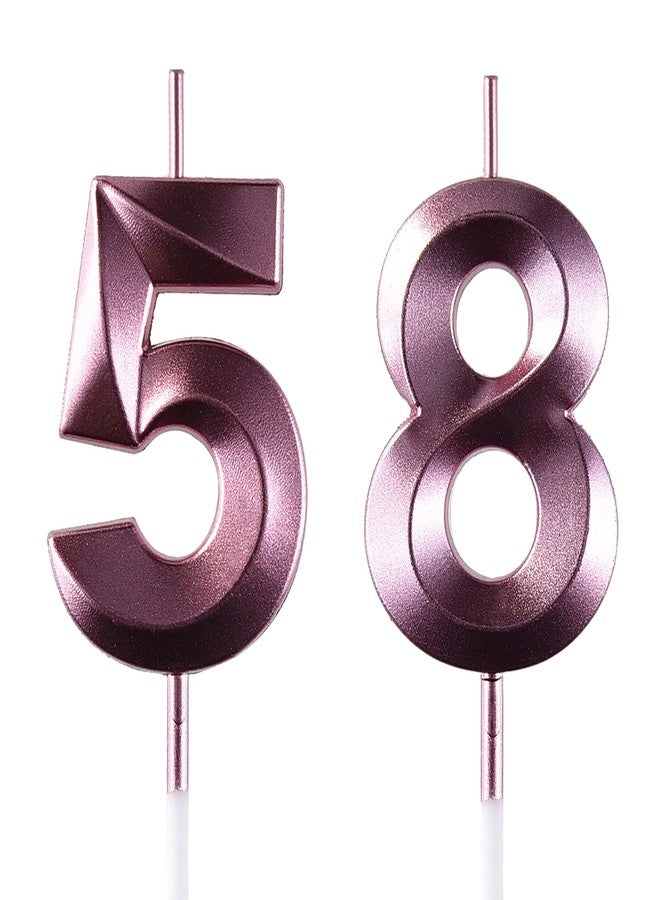شمعة عيد ميلاد AOOLADA رقم 58 و85، شموع كعكة عيد الميلاد رقم 58 و85، شموع عيد ميلاد رقم 58 و85 لتزيين الكيك، بنفسجي - Image 1