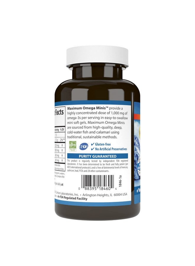 Carlson كارلسون - أوميغا ماكسيموم ميني، 1000 ملغ أوميغا-3، دعم وظيفة القلب، دعم الدماغ والشيخوخة الصحية، ليمون، 120 كبسولة لينة صغيرة - Image 3