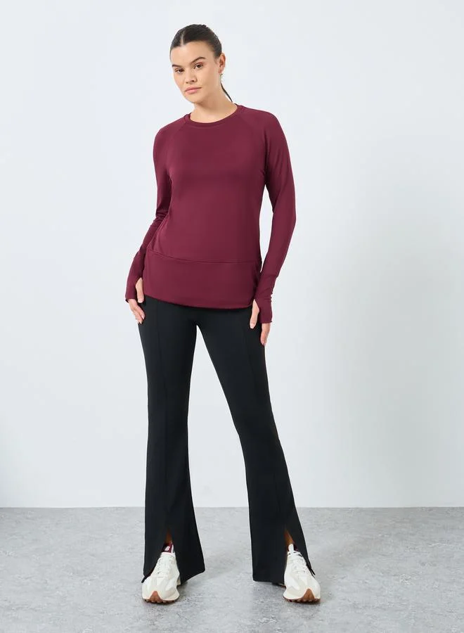Styli Active Broad Hem Stitch Detail Long Sleeve Top