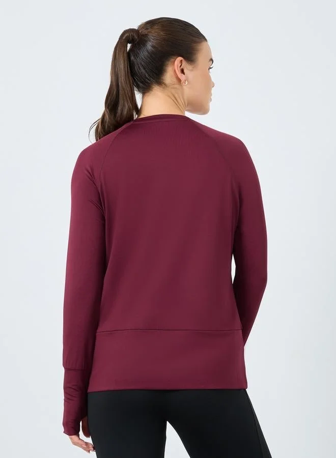 Styli Active Broad Hem Stitch Detail Long Sleeve Top