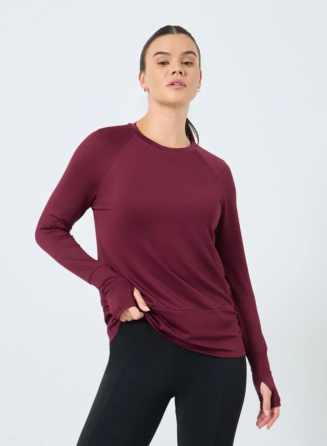 Styli Active Broad Hem Stitch Detail Long Sleeve Top