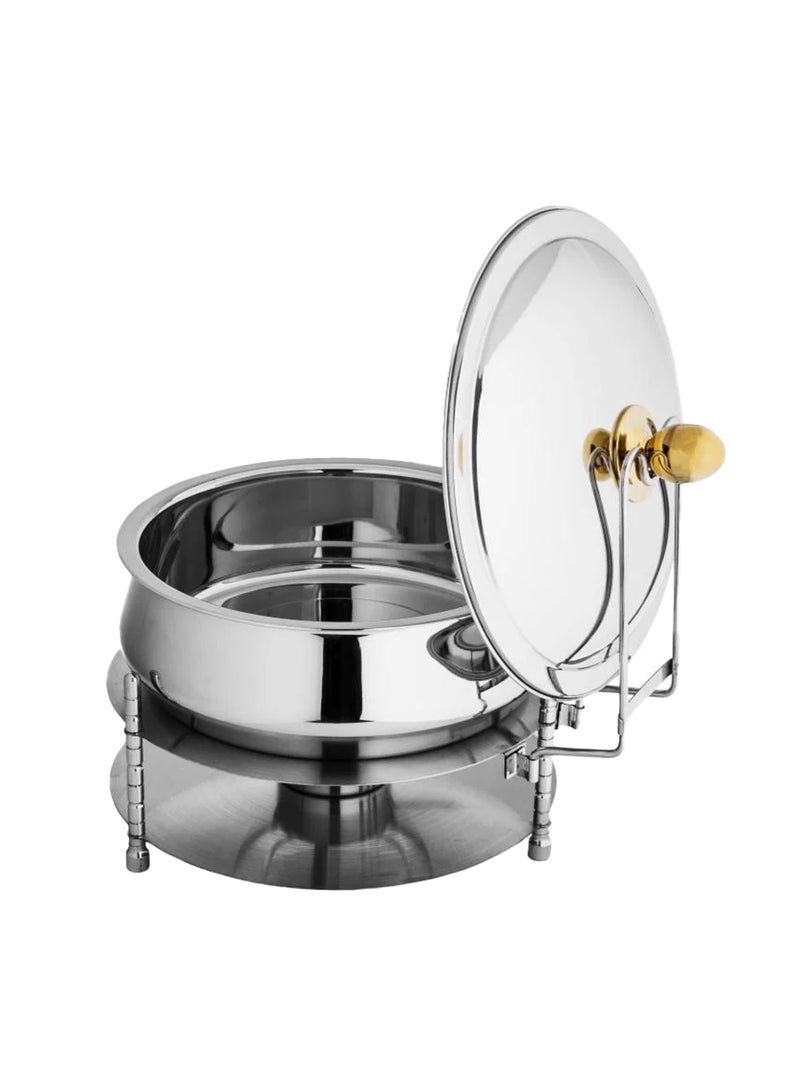 Maxima High Quality Stainless Steel Buffet Food Warmer Silver With Golden Knob Multi Sizes 4L / 6L / 8L - Image 2