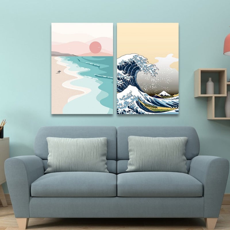 Marktna Double canvas painting with a sea design - Image 1