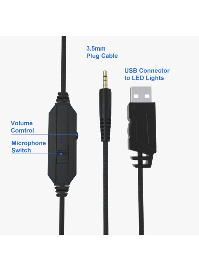 Gaming Headset with Noise Cancelling Microphone, Wired Stereo Over Ear Gaming Headphones for PC PS5 PS4 Xbox One Laptop Mac, Soft Memory Foam Ear Cushions, 3.5mm Audio Jack, Black Blue - Image 2