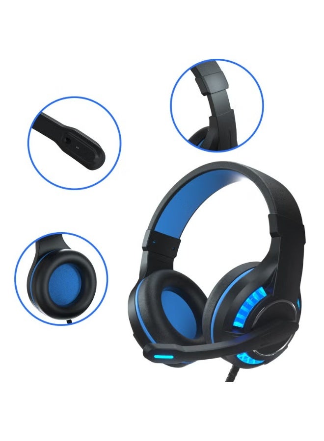 Gaming Headset with Noise Cancelling Microphone, Wired Stereo Over Ear Gaming Headphones for PC PS5 PS4 Xbox One Laptop Mac, Soft Memory Foam Ear Cushions, 3.5mm Audio Jack, Black Blue - Image 3