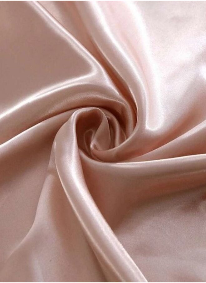 LUNA Home - Silky Satin King Size 6 Piece Duvet Cover Set Plain Pink - Image 1