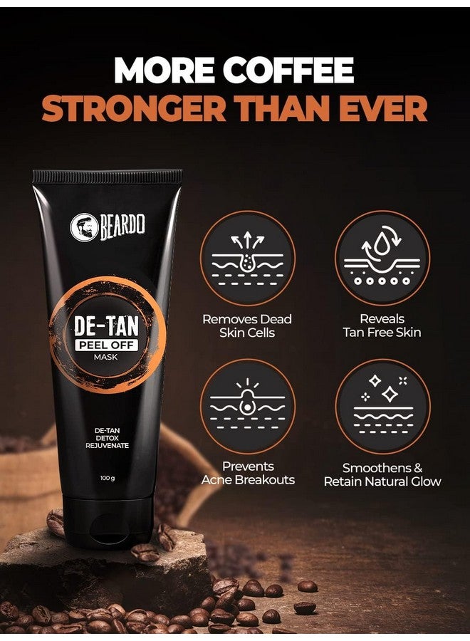 BEARDO Detan Peel Off Face Mask For Men, 100G | Coffee Extract To Remove Tan & Deep Cleansing, Defeat Blackheads & Whiteheads, Face Mask For Glowing Skin - Image 2
