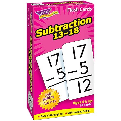 Trend Enterprises: Subtraction 13-18 Skill Drill Flash Cards, Exciting Way for Everyone to Learn, Self-Checking Design, Great for Skill Building and Test Prep, 99 Cards Included, Ages 6 and Up - Image 1