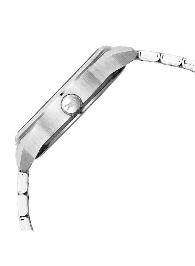 fastrack Fleek Men’s Watch 3313SM01 – Black Dial, Silver Stainless Steel Strap, Quartz, Day & Date - Image 4