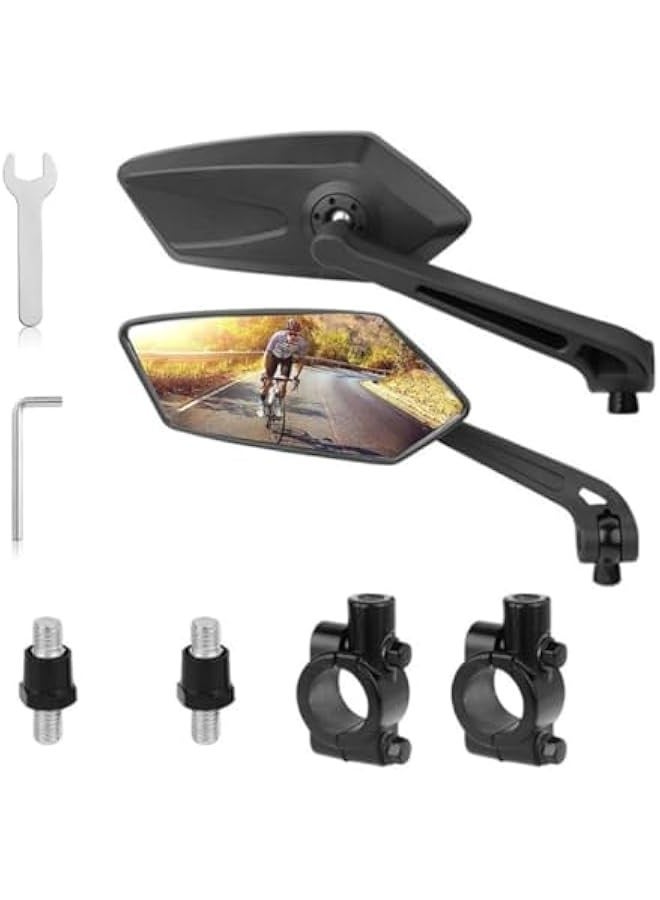 TRASSLE 1 Pair Bike Mirror,HD 360 Wide Angle Degree Adjustable Mountain Bike Scooter Rearview Mirror, Scratch Resistant, Safe Bicycle Rearview Mirrors, Automotive Grade Glass Lens - Image 1