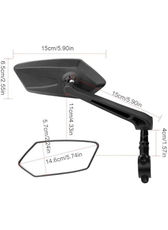 TRASSLE 1 Pair Bike Mirror,HD 360 Wide Angle Degree Adjustable Mountain Bike Scooter Rearview Mirror, Scratch Resistant, Safe Bicycle Rearview Mirrors, Automotive Grade Glass Lens - Image 2