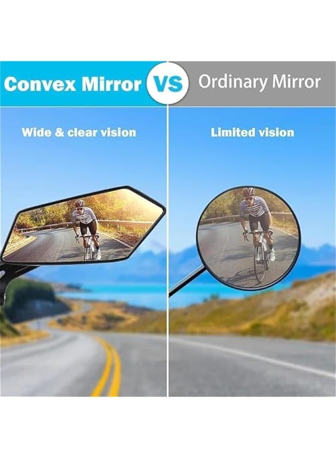TRASSLE 1 Pair Bike Mirror,HD 360 Wide Angle Degree Adjustable Mountain Bike Scooter Rearview Mirror, Scratch Resistant, Safe Bicycle Rearview Mirrors, Automotive Grade Glass Lens - Image 4