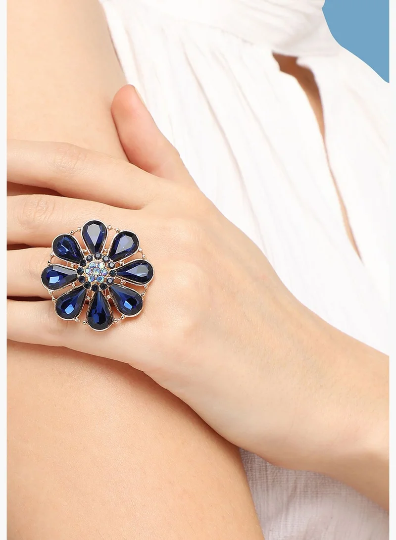 SOHI Gold Plated Party Designer Stone Ring For Women
