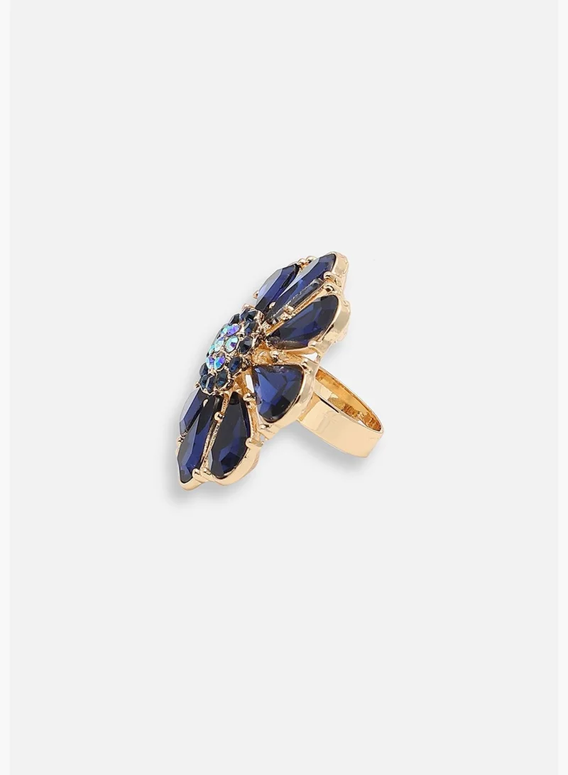SOHI Gold Plated Party Designer Stone Ring For Women