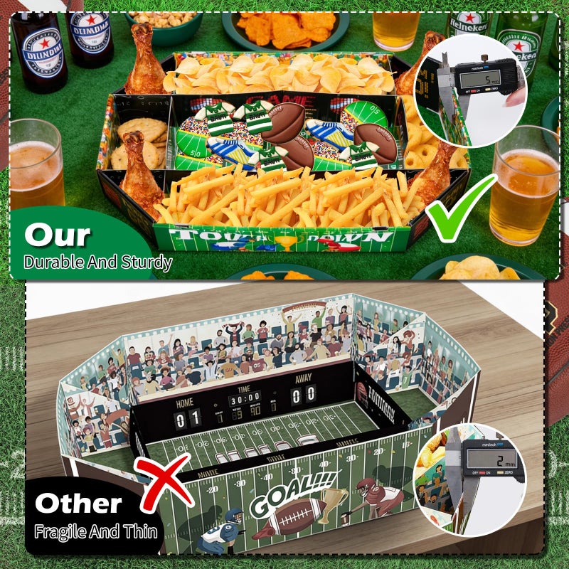 Yotako Football Party Decorations for Game Day Celebration â€“Tailgate Essentials, Football Party Supplies Kit Medium 17X10 Inch Football Snack Stadium Tray, 9 Compartment Food Tray Set - Image 3