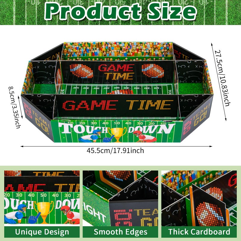 Yotako Football Party Decorations for Game Day Celebration â€“Tailgate Essentials, Football Party Supplies Kit Medium 17X10 Inch Football Snack Stadium Tray, 9 Compartment Food Tray Set - Image 2