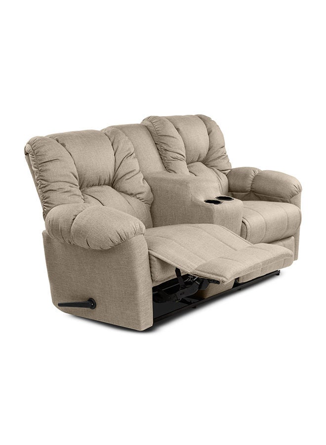 AMERICAN POLO Double Linen Upholstered Recliner Chair with Cups Holder - Light Beige - 205x100x85cm - Image 3
