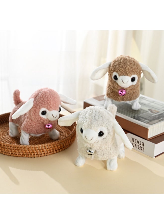 Generic Simulation Sound Electric Lamb Plush Lamb Walking Will Call WAG Tail With Bell Doll Sheep Children's Toy-Color:White Lamb  - Image 3