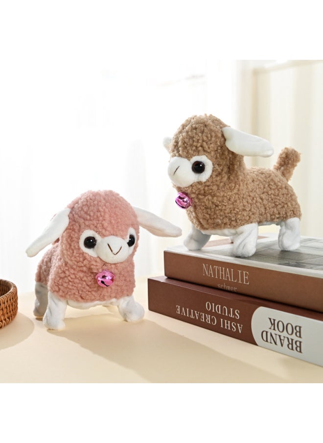 Generic Simulation Sound Electric Lamb Plush Lamb Walking Will Call WAG Tail With Bell Doll Sheep Children's Toy-Color:White Lamb  - Image 4