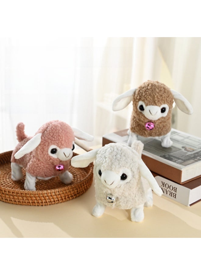 Generic Simulation Sound Electric Lamb Plush Lamb Walking Will Call WAG Tail With Bell Doll Sheep Children's Toy-Color:White Lamb  - Image 2