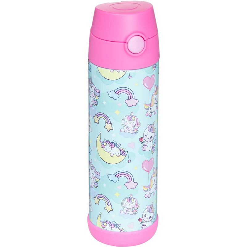 Snug Insulated Kids Water Bottle with Straw & Spout â€“ Double-Wall Stainless Steel, Leakproof, Easy-Flip Lid â€“ For School, Travel, Toddlers & Big Kids - Unicorn, 17oz - Image 1