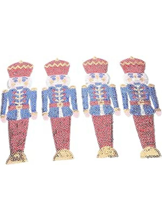 Nutcracker DIY Sewing Patches 4pcs Embroidered Appliques For Clothes Hats Crafts - Image 1