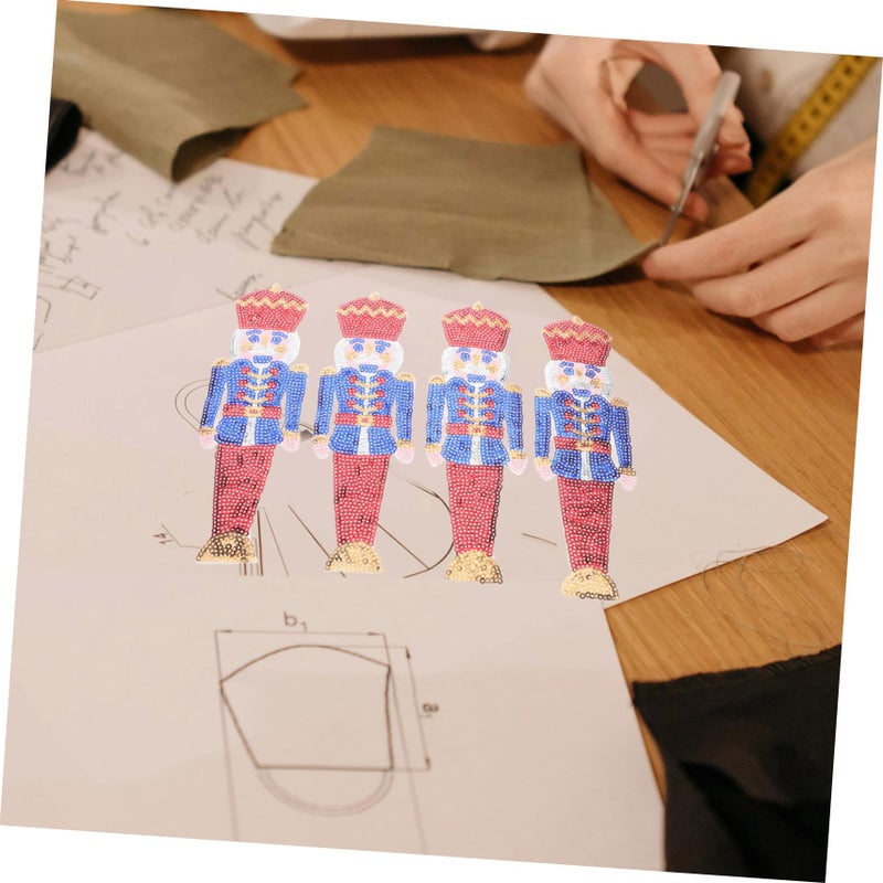 Nutcracker DIY Sewing Patches 4pcs Embroidered Appliques For Clothes Hats Crafts - Image 5