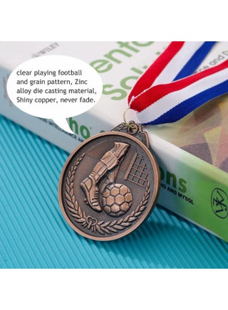 9 Pack Soccer Medals for Kids, Metals Gold Award Medals Suitable Red, White, and Blue Stripes 15.5" Ribbon, for Sports competitions Celebration and Party Favors - view 5