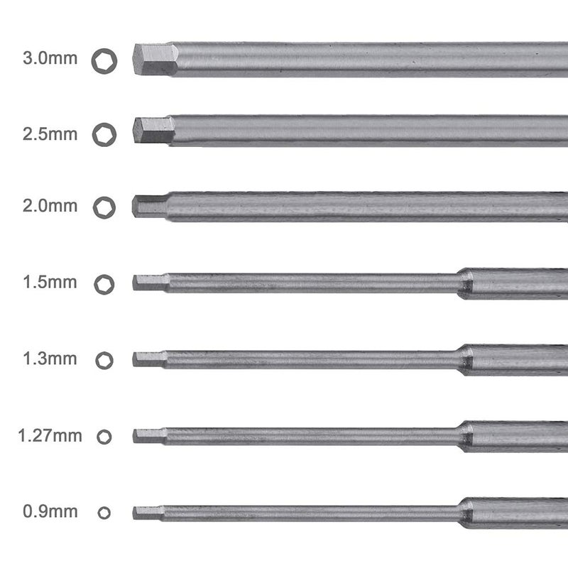 Hobbypark 7pcs Hex Screw Driver Set RC Tools Kit 0.9mm 1.27mm 1.3mm 1.5mm 2.0mm 2.5mm 3.0mm Hexagon Screwdriver for Traxxas Arrma Axial Losi Redcat RC Quadcopter Helicopter FPV Racing Drone Models - Image 2