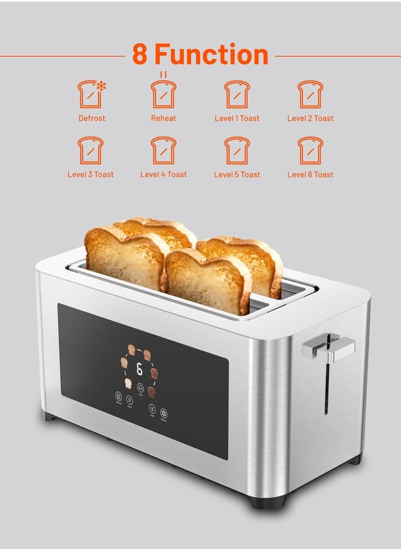 4-Slice Digital Pop up Toaster1400W, 6 Browning Levels, Defrost Heat Levels, Crumb Tray, Touch Panel, Smart Memory Function, Stainless Steel Housing - pzsku/Z05D0EECDC2656579EB2BZ/45/_/1735575937/314e21db-4bea-40e2-9b61-0758235a59a2