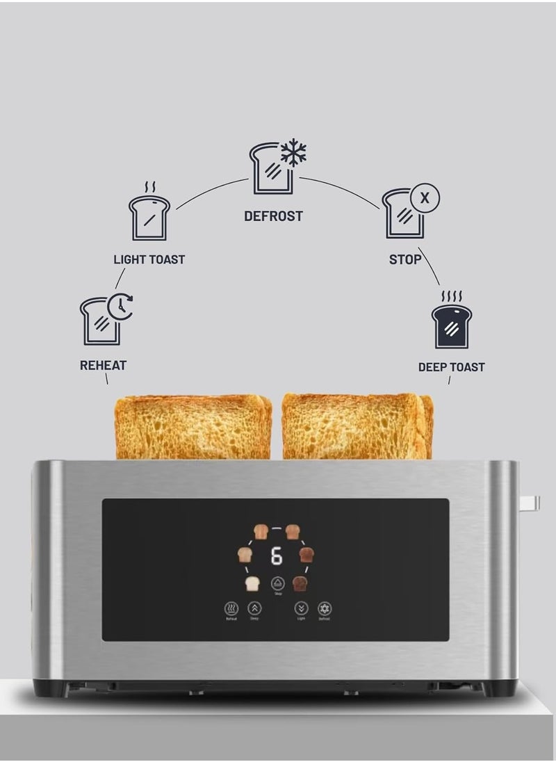 4-Slice Digital Pop up Toaster1400W, 6 Browning Levels, Defrost Heat Levels, Crumb Tray, Touch Panel, Smart Memory Function, Stainless Steel Housing - pzsku/Z05D0EECDC2656579EB2BZ/45/_/1735575947/2248f82c-434c-45f8-8198-97c71d284e89