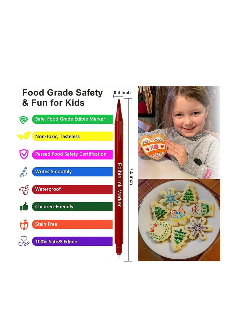 بريميفي 12 قطعة من أقلام تلوين الطعام، 10 ألوان، قلم تحديد قابل للأكل ذو طرف مزدوج - Image 3