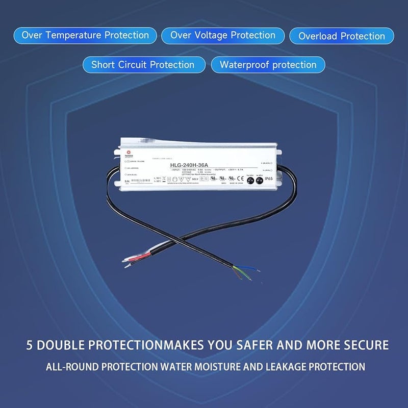 HLG 240H 36A 240W IP65 إمداد طاقة LED مقاوم للماء 36V 6.7A محول AC DC - Image 3