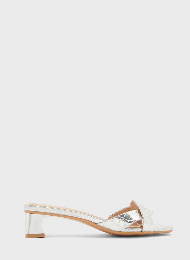 Khizana Square Toe Croc Effect Sandal - Image 1