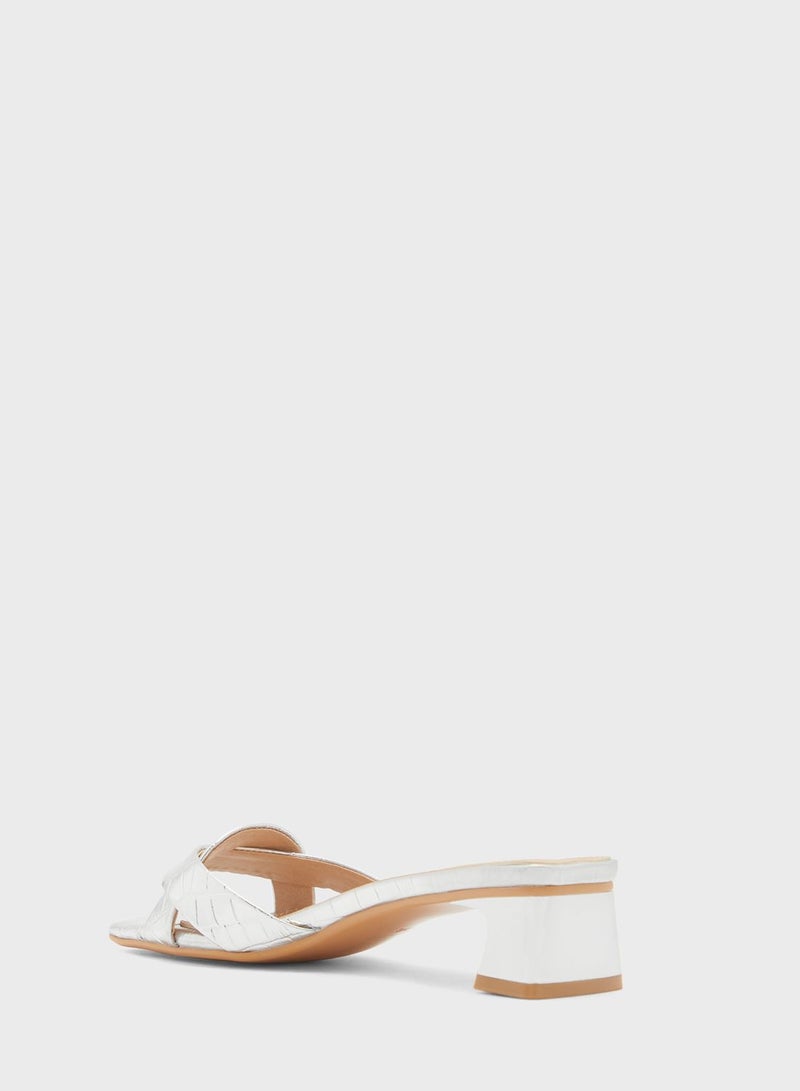 Khizana Square Toe Croc Effect Sandal - Image 3