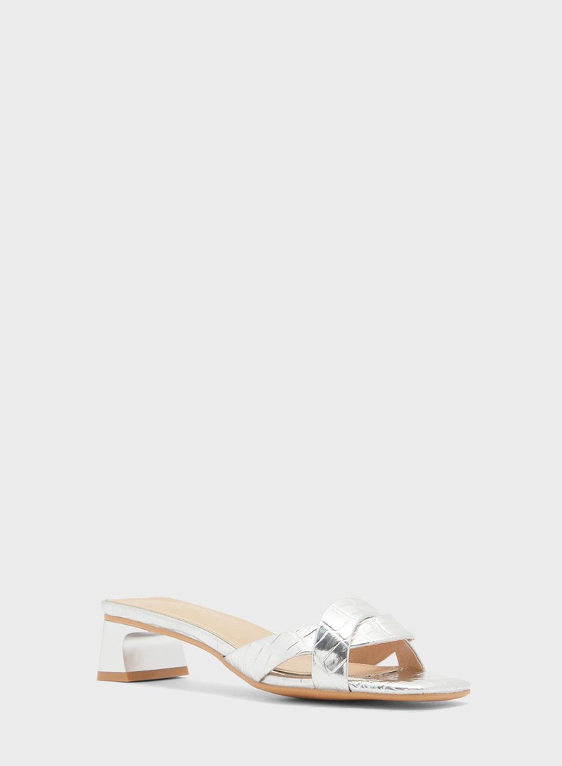 Khizana Square Toe Croc Effect Sandal - Image 2