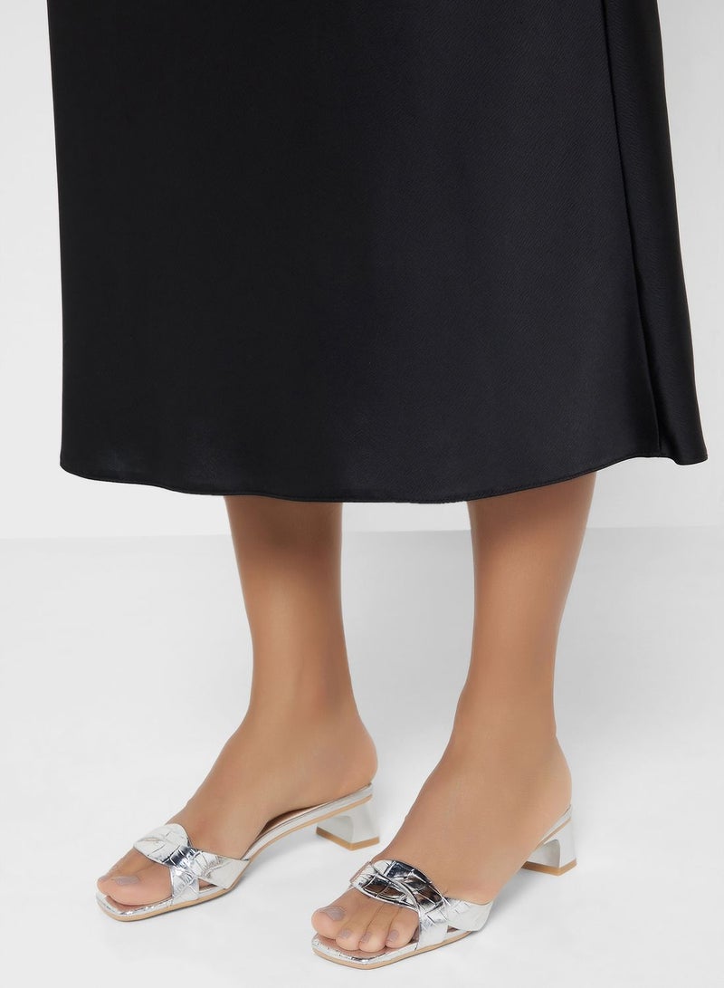 Khizana Square Toe Croc Effect Sandal - Image 5