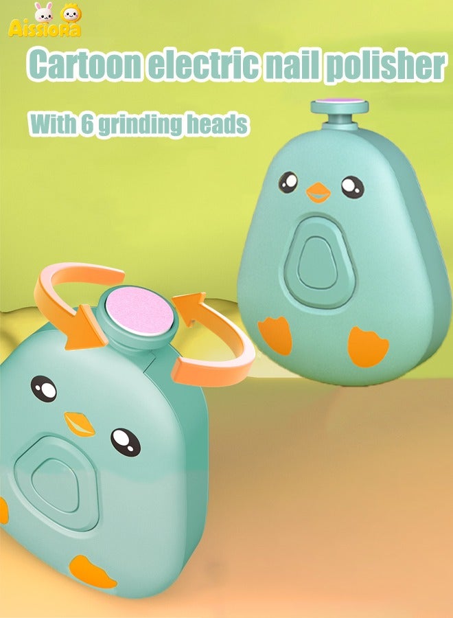 Aissiora Electric nail polisher Baby nail trimmer Children's nail clippers Splash-proof electric nail clippers With 6 grinding heads - Image 1