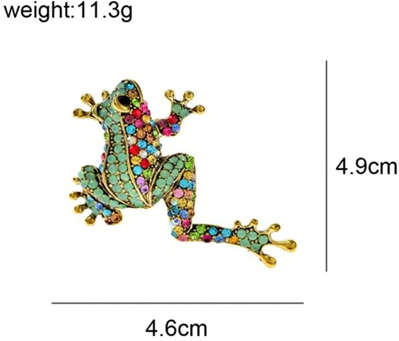 KAWADU Rhinestone Frog Brooch Vivid Animal Pin Full Glasses Design Alloy Material Green Color Women And Men Jewelry - Image 2