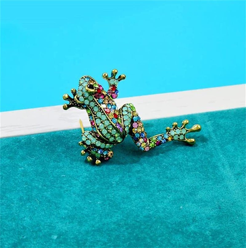 KAWADU Rhinestone Frog Brooch Vivid Animal Pin Full Glasses Design Alloy Material Green Color Women And Men Jewelry - Image 3