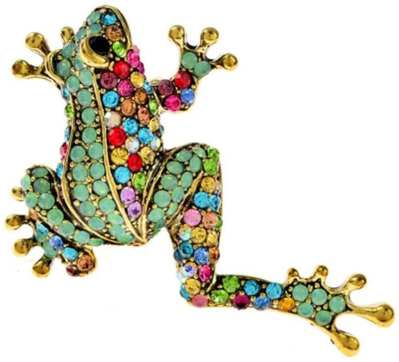 KAWADU Rhinestone Frog Brooch Vivid Animal Pin Full Glasses Design Alloy Material Green Color Women And Men Jewelry - Image 1
