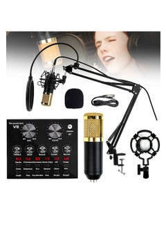 Generic Microphone,Live Sound Card & BM800 Suspension Microphone Kit Broadcasting Recording Condenser Microphone Set Intelligent Volume Audio Mixer Sound Card for Computer PC Live Sound  - Image 1