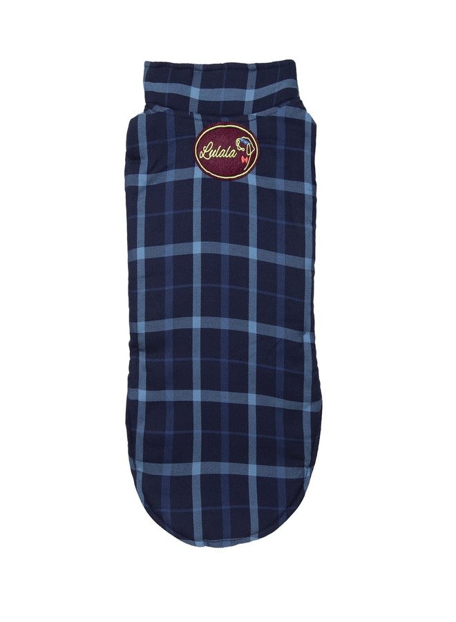 Lulala Plaid Dog Vest Winter Reflevtive Stripe,Hoddie Jacket Windproof,Reversible (Blue,XS) - Image 1