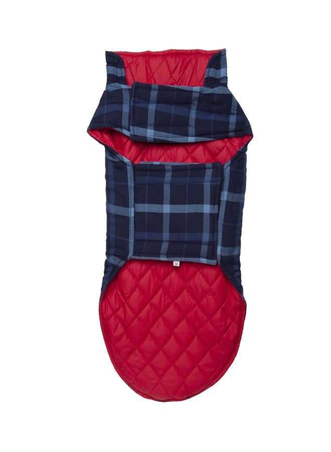 Lulala Plaid Dog Vest Winter Reflevtive Stripe,Hoddie Jacket Windproof,Reversible (Blue,XS) - Image 2