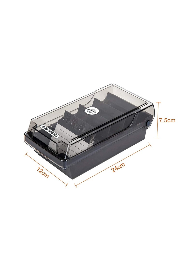 SYOSI - 500 Capacity Card Holder Business Card Storage Box, Desktop Card Organizer Card Box with Dividers Business Card Holder with Index Tabs Networking Card Organizer for 500 Cards Storage - Image 1