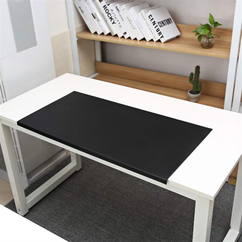 SK Studio PU Leather Desk Pad, Large Waterproof Non-Slip Edge Lock Mouse Pad for Computers and Laptops Black 80x48cm - Image 1
