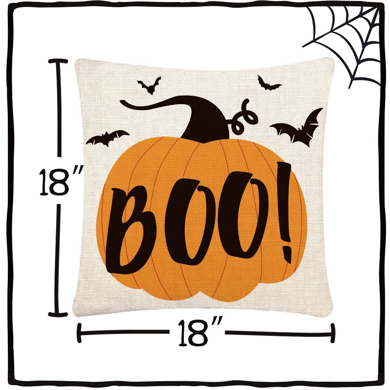 سي أتش هايتشنغ CH Haicheng Halloween Pillow Covers 18x18 مجموعة من 4 خدعة أو علاج وسادة يغطي هالوين سعيد أريكة أريكة سرير تغطية وسادة تغطية - Image 2