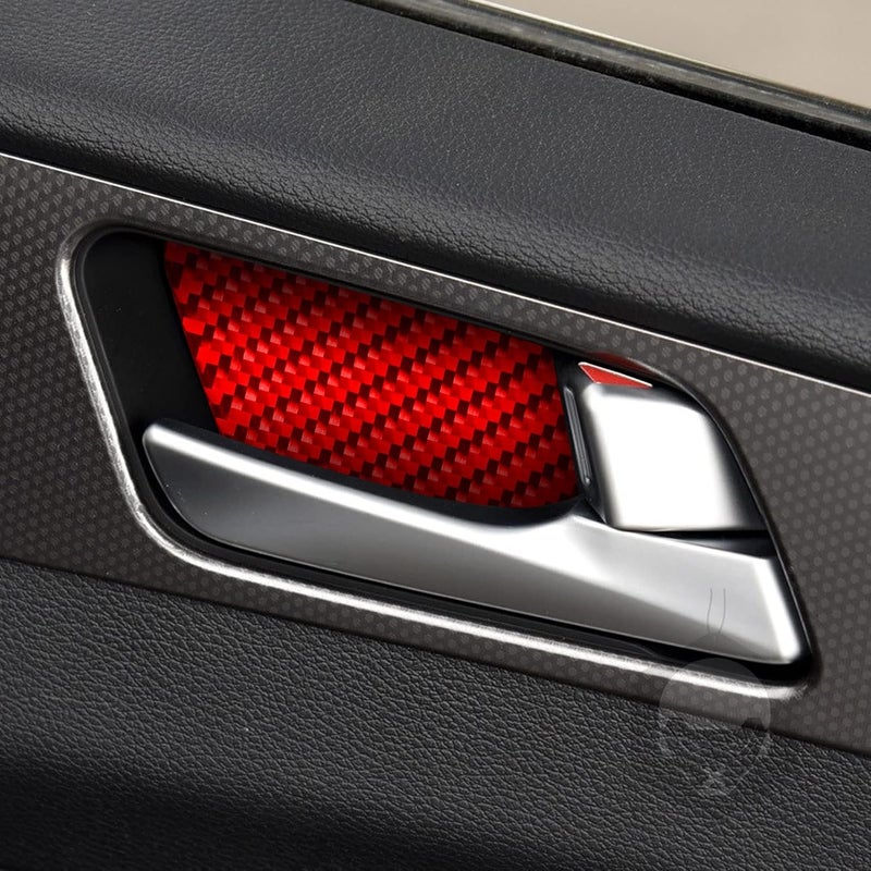 PJFUS Car Inner Door Bowl Panel Collision Protector Handle Bowl Cover Pad Sticker Real 3K Red Carbon Fiber Trim Compatible with Hyundai Sonata 2015 2016 2017 Auto Interior Accessories Decoration - Image 3