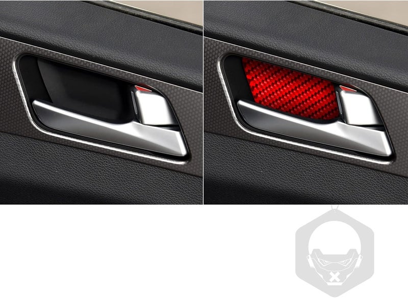 PJFUS Car Inner Door Bowl Panel Collision Protector Handle Bowl Cover Pad Sticker Real 3K Red Carbon Fiber Trim Compatible with Hyundai Sonata 2015 2016 2017 Auto Interior Accessories Decoration - Image 4