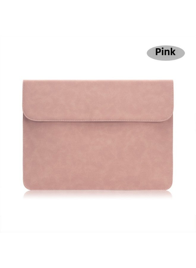 Suitable For Ipad Inner Bag Apple Notebook Leather Case AIR13 Computer Bag Pro16 Inch Protective Case 15 Ultra-thin-Color:Horizontal @ Pink-Applicable Model:15.6 Inch  - Image 1